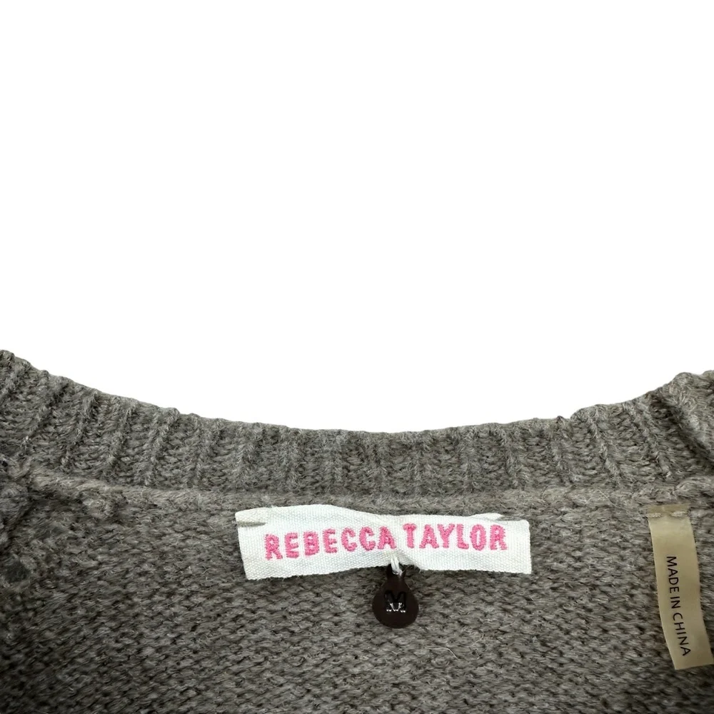 REBECCA TAYLOR Sweater Animal Print Wool Cashmere Nylon Pullover Brown - Picture 7 of 8